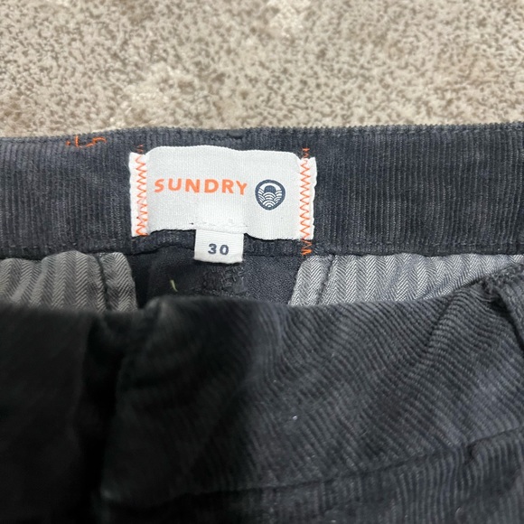 Sundry Anthropologie Blk Side Stripe Raw Hem Corduroy Le Soleil Ankle Pants Sz30 - Picture 5 of 7